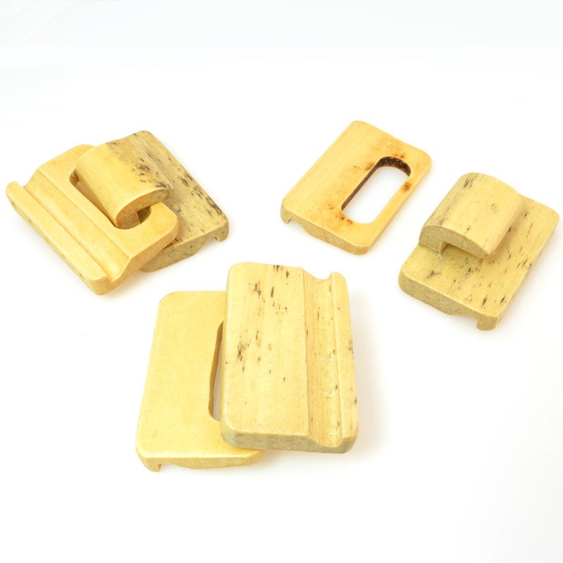 Clasps - Hook and Eye - Multi-Strand Wood - Natural (Set)