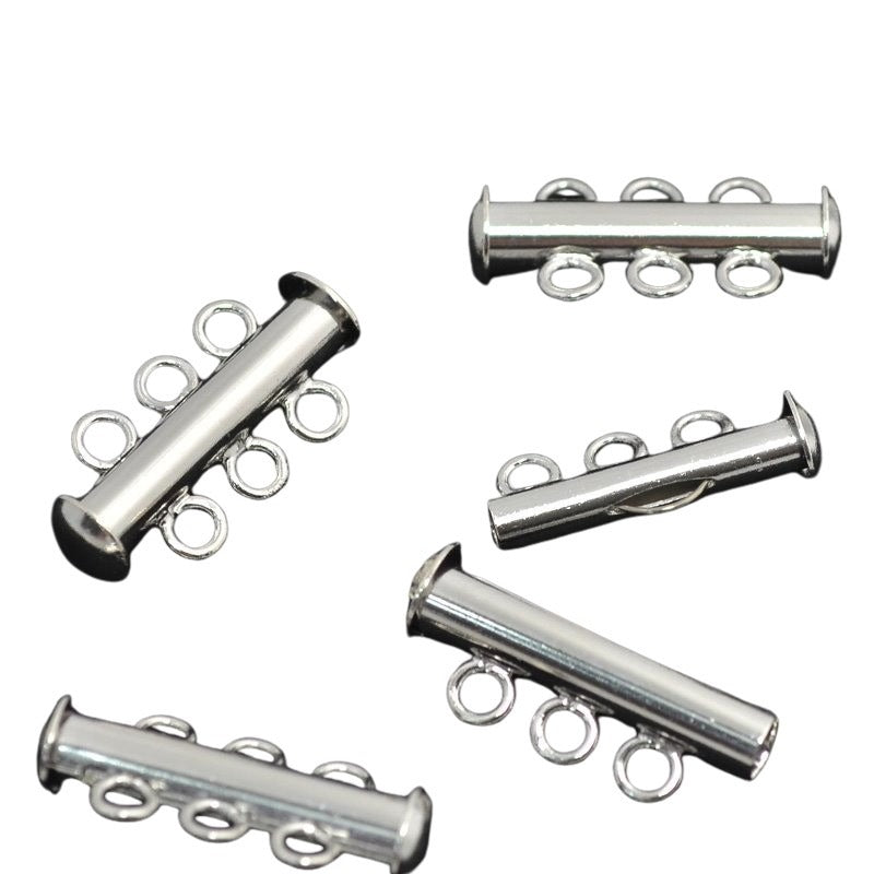 Clasp - 3-Strand - Slide Tube - Nickel Coloured