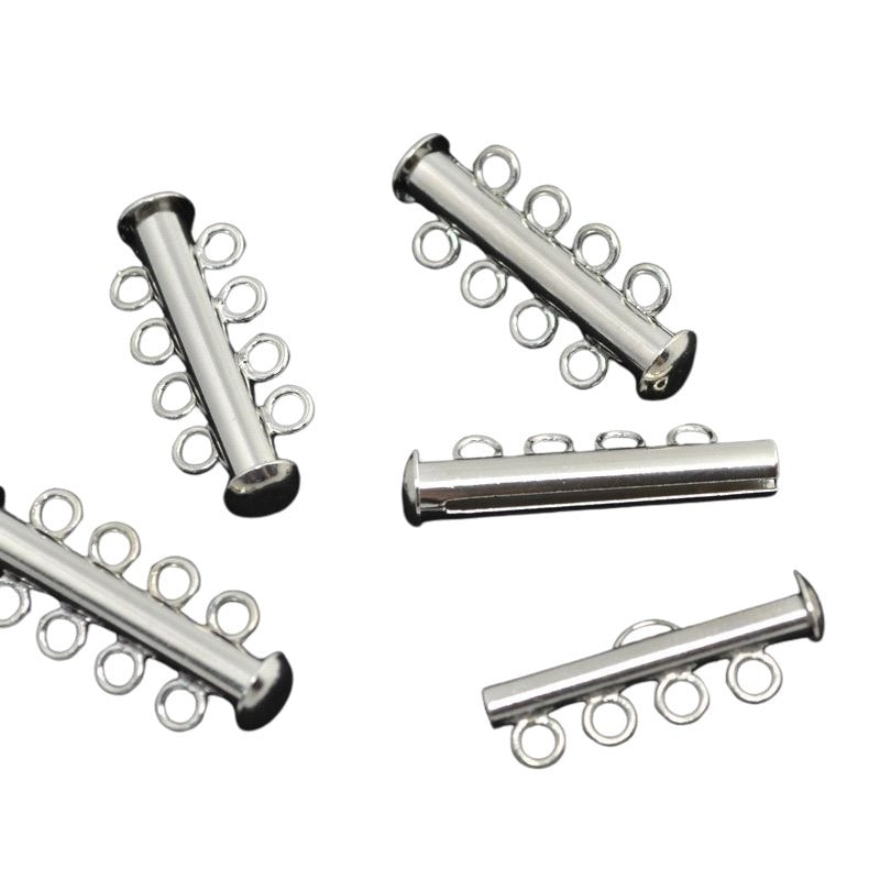 Clasp - 4-Strand - Slide Tube - Nickel Coloured