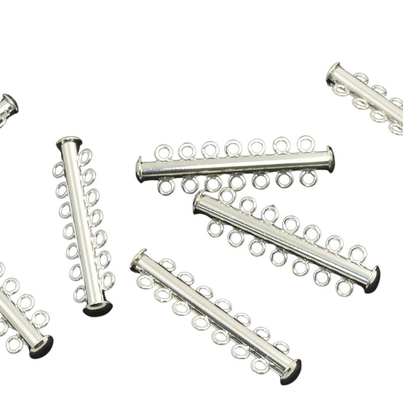 Clasp - 7-Strand - Slide Tube - Silver Plated