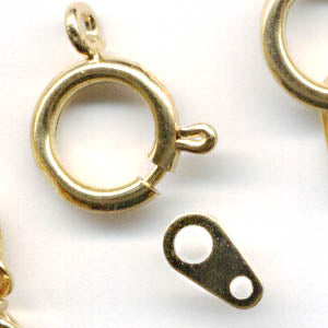 Clasp - Spring Ring w Tab - Goldtone