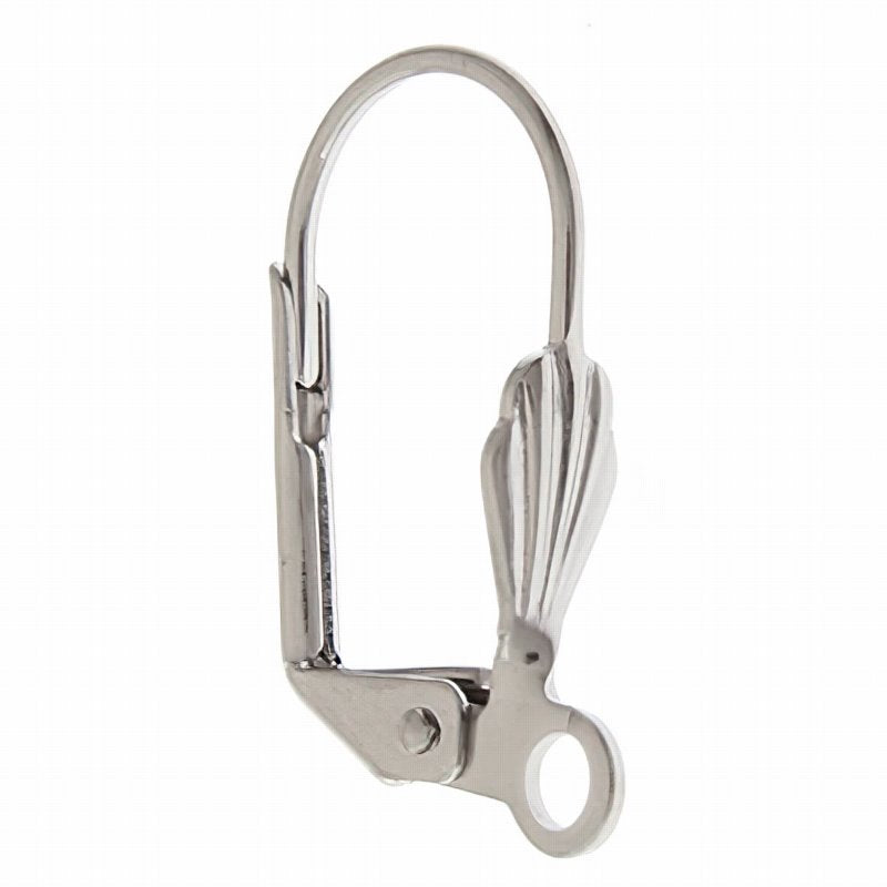 Earring - Deco Fan Leverback - Silvertone (50)