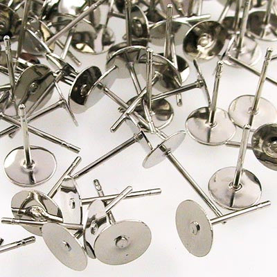 Earring - 6mm Flat Studs for Gluing - Nickel (100)