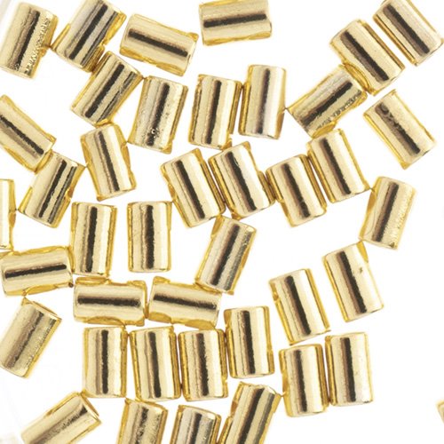 Crimp Tubes for Stretch Cord - .7-.8mm - Bright Gold Plated (80pcs)