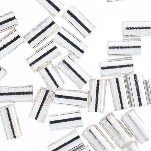 Crimp Tubes for Stretch Cord - 1mm - Bright Silver (40pcs)