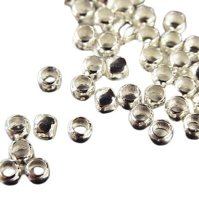 Crimp Beads - 2mm  - Bright Silvertone (100)