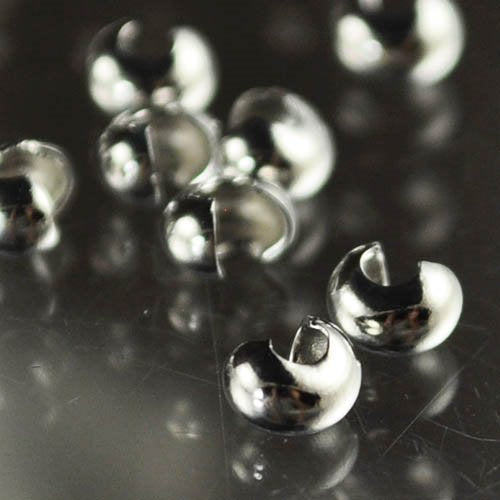 Crimp Bead Covers Smooth - 3mm - Rhodium Plated (100)