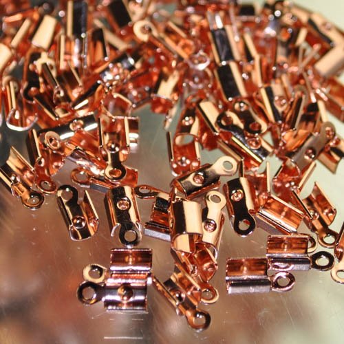 Fold Over Crimp Ends - 3mm - Bright Copper (20)