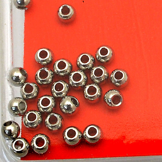 Beads - 3mm Spacer Bead Round - Stainless Steel (40)
