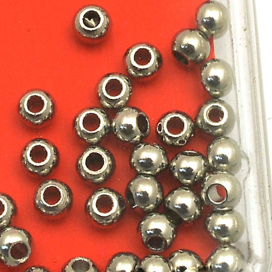 Beads - 4mm Spacer Bead Round - Stainless Steel (40)