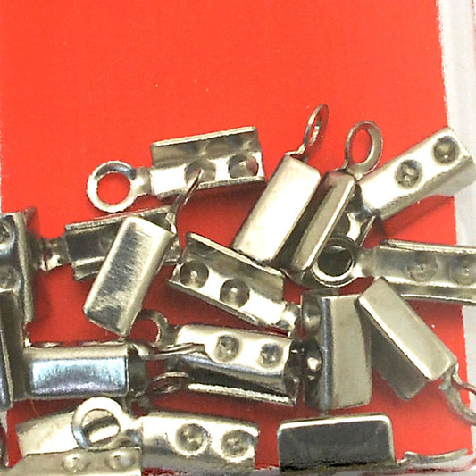Fold Over Crimp Ends - ID 3mm - Stainless Steel (20)