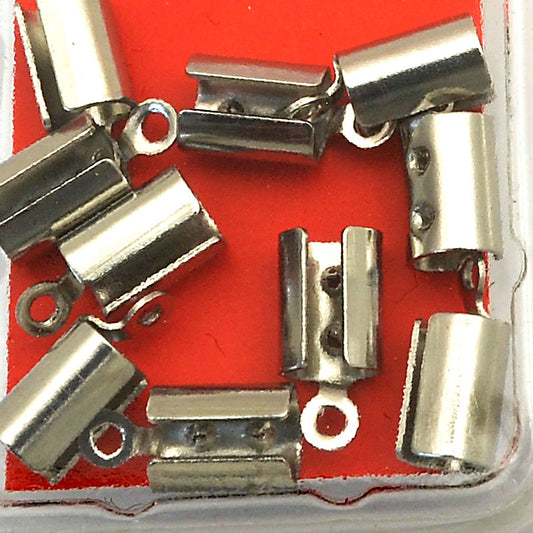 Fold Over Crimp Ends - ID 4mm - Stainless Steel (10)