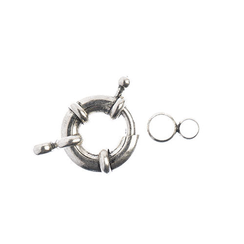 Must-Have Finding - 13mm Spring Ring Clasp Set - Antique Silver (1pc)