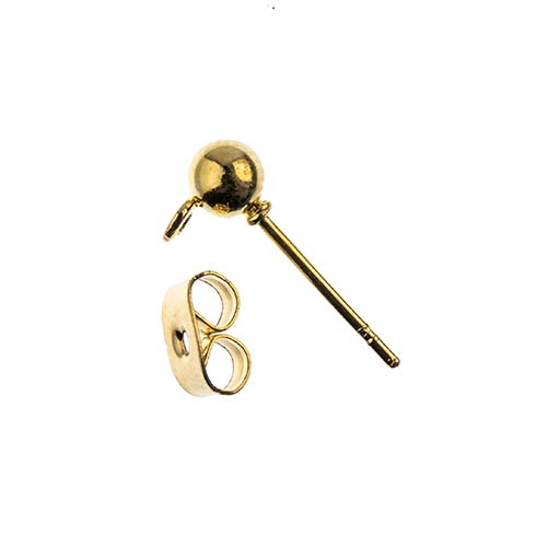 Must-Have Finding - 16x5mm Earring Post w/5mm Ball - Gold (12pcs)