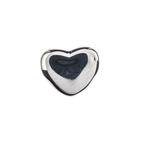 Bead - Flat Heart - Stainless Steel (5)