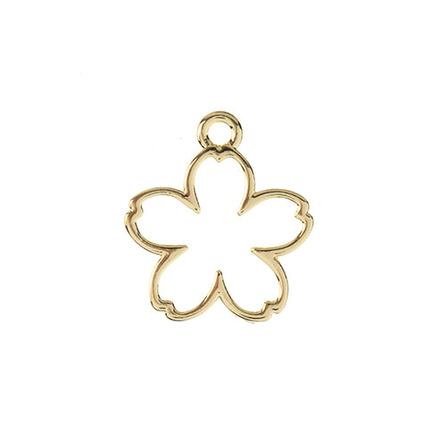 17mm Pendant Five Petal Flower Gld Pltd 7pcs
