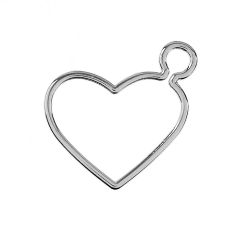 Pendant Heart side Link Slvr 5pcs