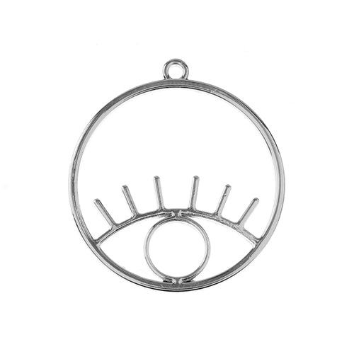 Pendant Circle with Eye Slvr 5pcs