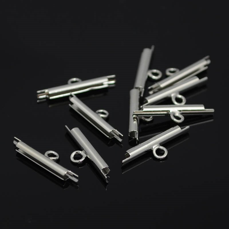 Miyuki Slide End Tube - 15mm with One Loop - Nickel (Pair)