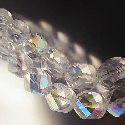 Fire Polish - 14mm - Spiral Barrel - Crystal AB