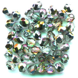 Fire Polish Faceted Round - 4mm - Crystal Marea (strand)