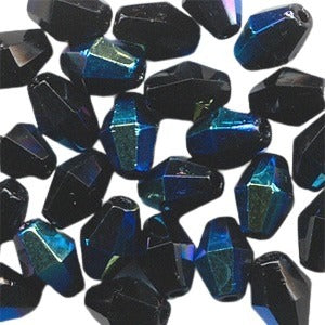 Fire Polish - 5x7mm - Faceted Bicone - Jet AB (25)