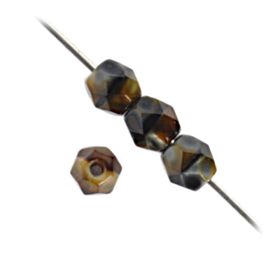 Fire Polish Faceted Round - 4mm - TigerEye (Pack)