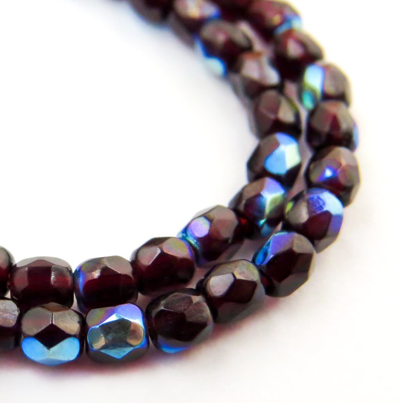 Fire Polish Faceted Round - 3mm - Garnet AB (strand)