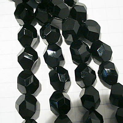 Fire Polish - 10mm - Chevron Nugget - Jet (25)