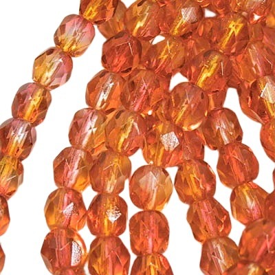 Fire Polish Faceted Round - 6mm - Grenadine Honey (25)