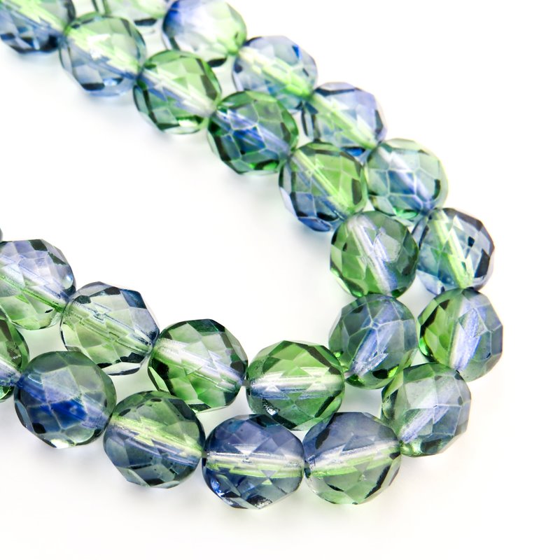 Fire Polish Faceted Round - 8mm - Calm in the Garden (25)