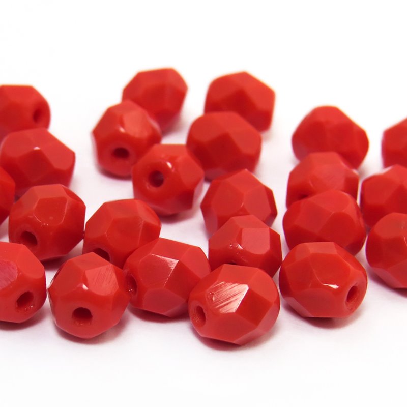 Fire Polish Faceted Round - 6mm - Opaque Fire Engine Red (25)