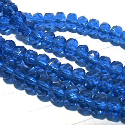 Fire Polish - 5mm - Faceted Donut - Sapphire (Strand 25)