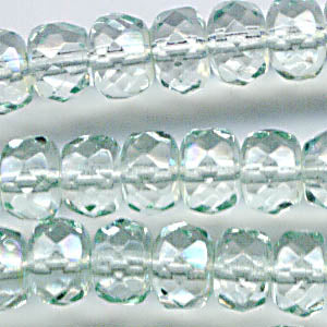 Fire Polish - 7mm - Faceted Donut Rondelles - Light Aqua AB (Strand 25)