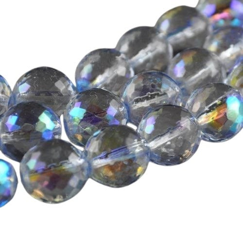 Fire Polish Rich Cut Round - 12mm - Pale Blue AB