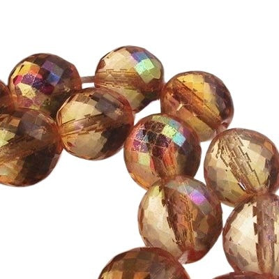 Fire Polish Rich Cut Round - 14mm - Orange AB