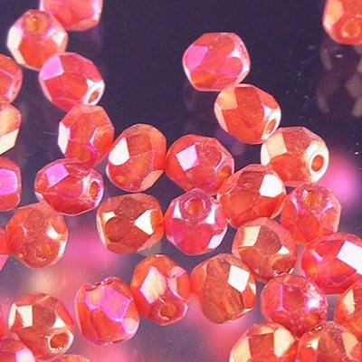 Fire Polish Faceted Round - 4mm - Carnelian Iris (strand)