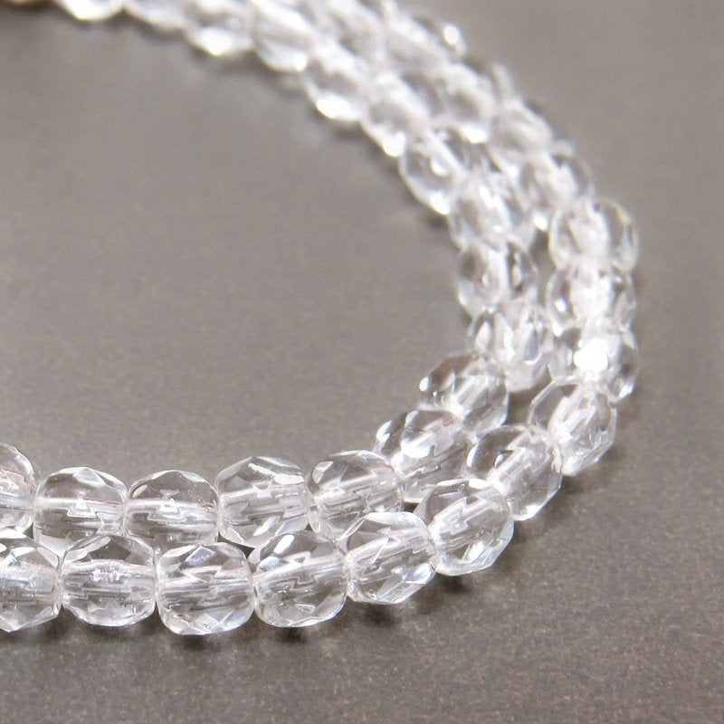 Fire Polish Faceted Round - 3mm - Crystal (strand)