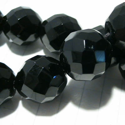 Fire Polish Faceted Round - 16mm - Jet