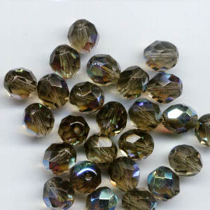 Fire Polish Faceted Round - 8mm - Black Diamond AB (25)