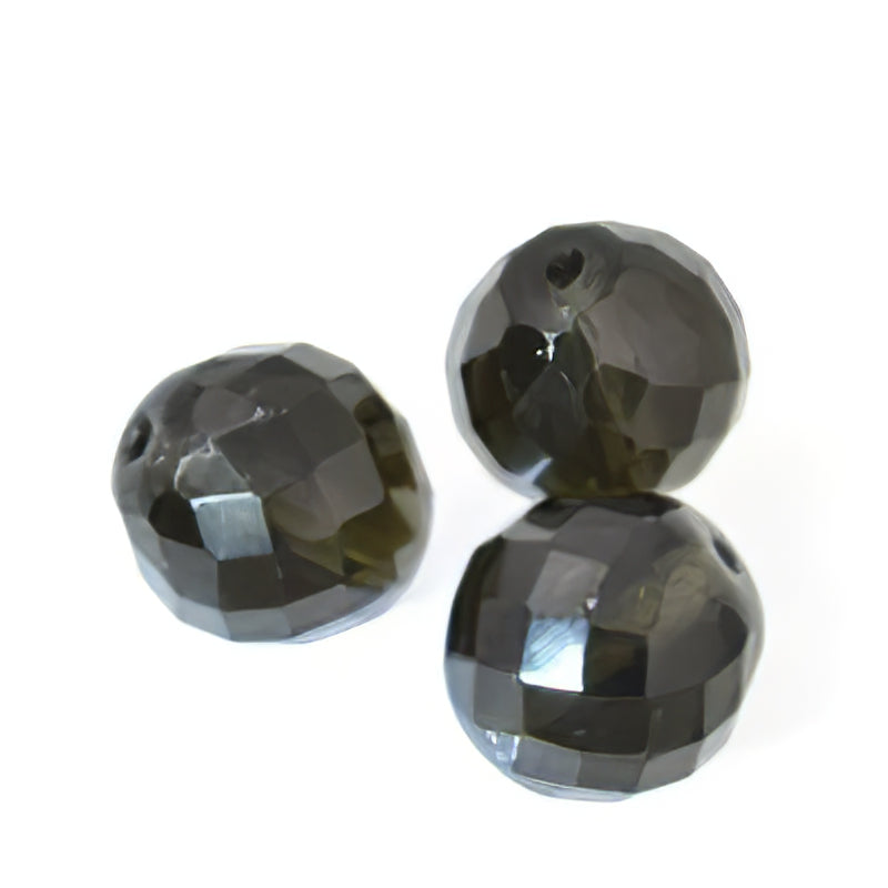 Fire Polish Faceted Round - 18mm - Black Diamond