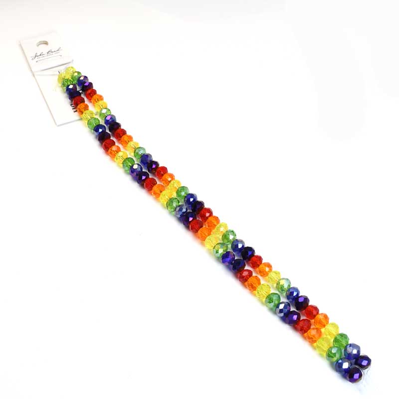 Crystal Lane Designer Strands - Faceted Rondelle Donuts - Transparent Rainbow Mi