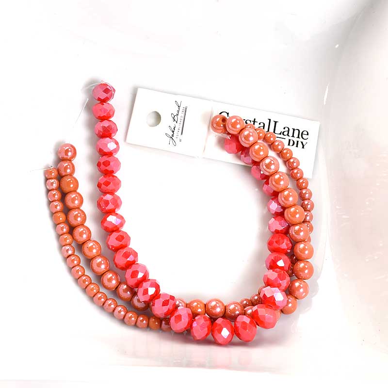 Crystal Lane Designer Strands - Faceted Rondelles and Rounds - Cinnamon Orange
