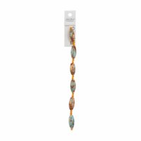 Crystal Lane Designer Strands - Olive Barrel - Marbled Orange (7in Strand)