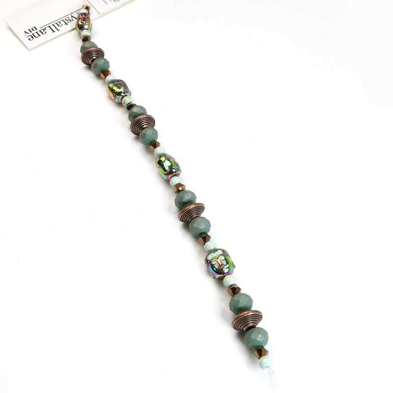 Crystal Lane Designer Strands - Buddhas and Flying Saucers - Iridescent Green a