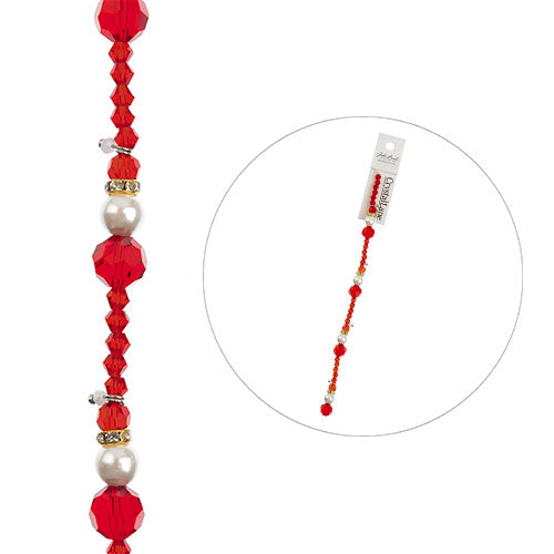 Crystal Lane Designer Holiday Strands - Santa Stack with Beads - Red / Pearl (7i