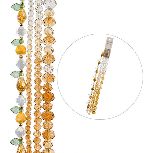 Pear Teardrop Leaves Faceted Rondelles - Honey Ombre (4x7in Strand)