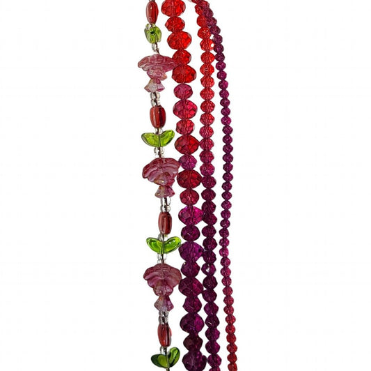 Tulips Caps and Faceted Rondelles - Red Amethyst Ombre (4x7in Strand)