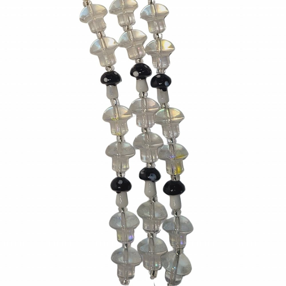 Mushrooms and Mushrooms - Crystal and Spotted Black (7in Strand)