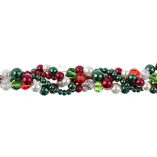 Bead Mix -  Crystal Lane Twisted Bead Strands - Red White Green (Pack)